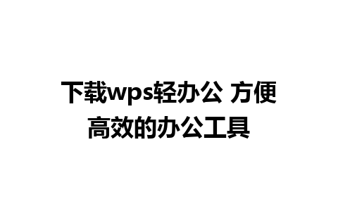 下载wps轻办公 方便高效的办公工具