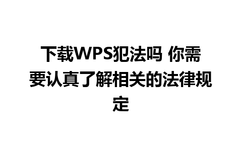 下载WPS犯法吗 你需要认真了解相关的法律规定