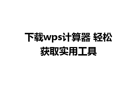 下载wps计算器 轻松获取实用工具