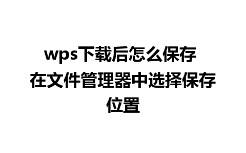 wps下载后怎么保存 在文件管理器中选择保存位置