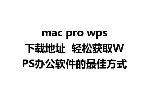 mac pro wps下载地址  轻松获取WPS办公软件的最佳方式