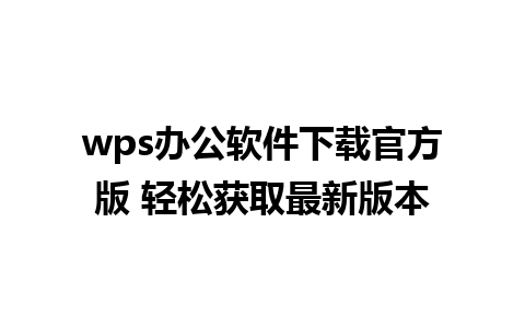 wps办公软件下载官方版 轻松获取最新版本