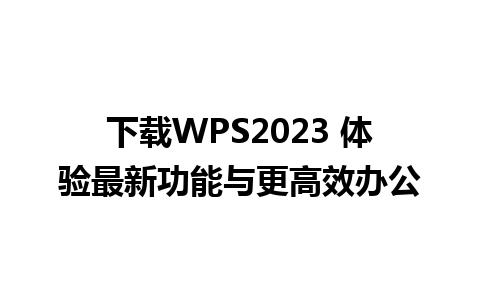 下载WPS2023 体验最新功能与更高效办公