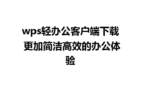 wps轻办公客户端下载 更加简洁高效的办公体验