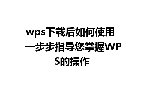 wps下载后如何使用  一步步指导您掌握WPS的操作