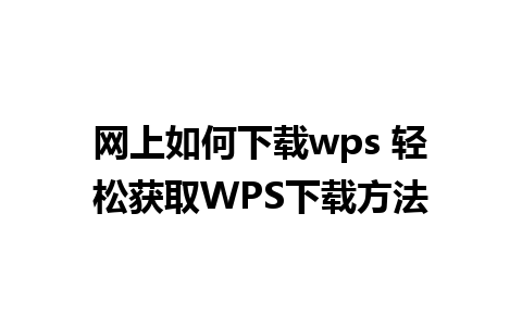 网上如何下载wps 轻松获取WPS下载方法