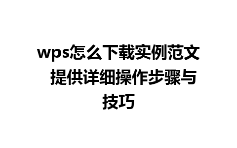 wps怎么下载实例范文  提供详细操作步骤与技巧