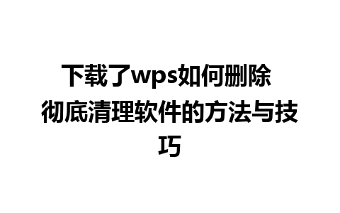 下载了wps如何删除 彻底清理软件的方法与技巧