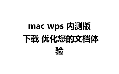 mac wps 内测版 下载 优化您的文档体验