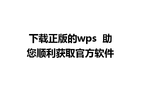 下载正版的wps  助您顺利获取官方软件