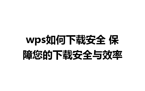 wps如何下载安全 保障您的下载安全与效率