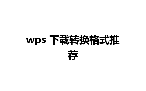 wps 下载转换格式推荐