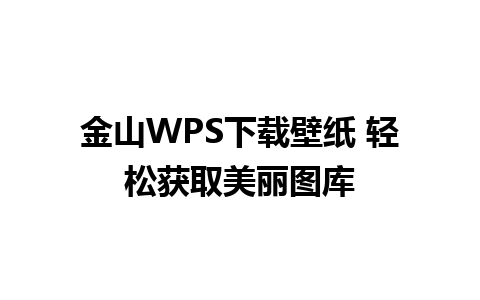 金山WPS下载壁纸 轻松获取美丽图库