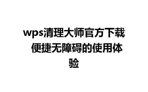 wps清理大师官方下载  便捷无障碍的使用体验