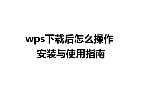 wps下载后怎么操作 安装与使用指南