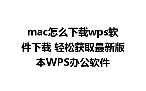 mac怎么下载wps软件下载 轻松获取最新版本WPS办公软件