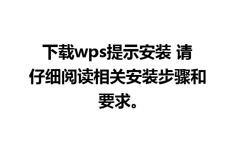 下载wps提示安装 请仔细阅读相关安装步骤和要求。