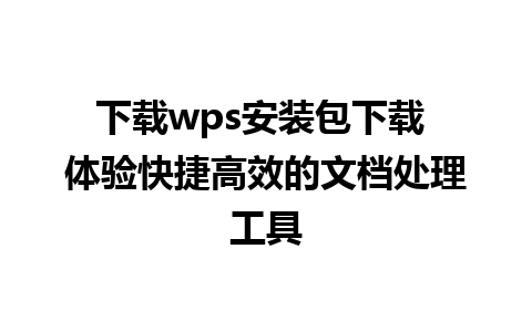 下载wps安装包下载 体验快捷高效的文档处理工具