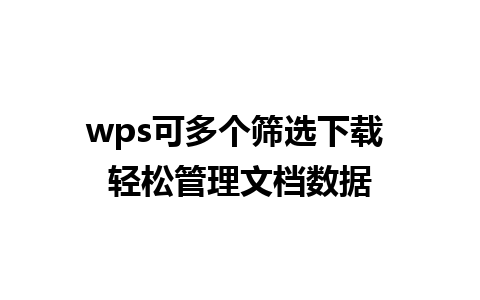 wps可多个筛选下载 轻松管理文档数据