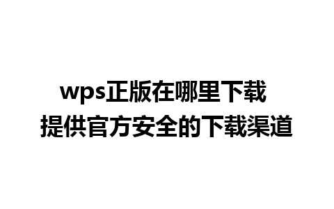 wps正版在哪里下载 提供官方安全的下载渠道