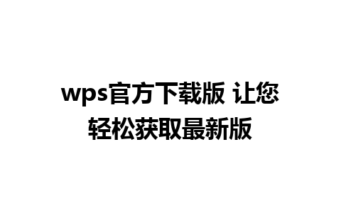 wps官方下载版 让您轻松获取最新版