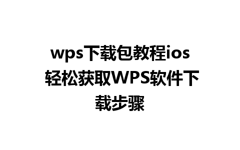 wps下载包教程ios 轻松获取WPS软件下载步骤