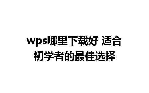 wps哪里下载好 适合初学者的最佳选择