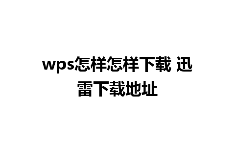 wps怎样怎样下载 迅雷下载地址