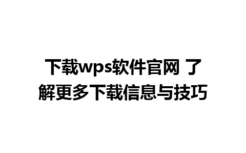 下载wps软件官网 了解更多下载信息与技巧