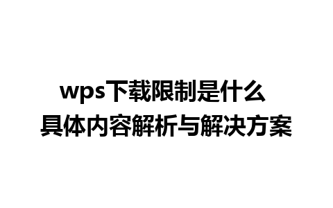 wps下载限制是什么 具体内容解析与解决方案