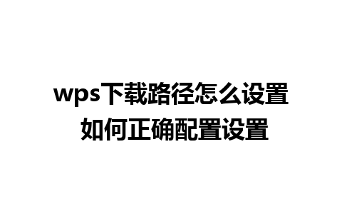 wps下载路径怎么设置 如何正确配置设置