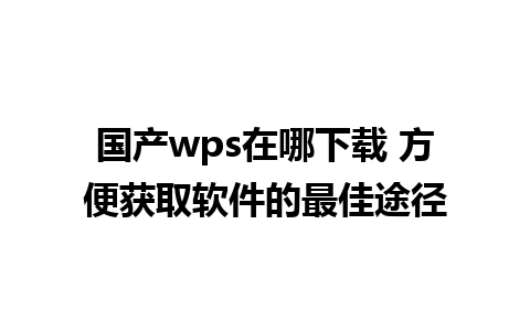 国产wps在哪下载 方便获取软件的最佳途径