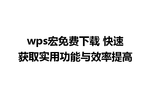 wps宏免费下载 快速获取实用功能与效率提高