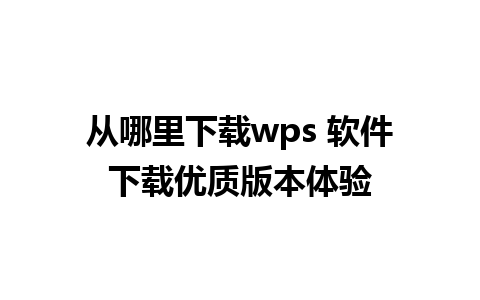 从哪里下载wps 软件下载优质版本体验