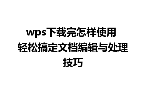 wps下载完怎样使用 轻松搞定文档编辑与处理技巧