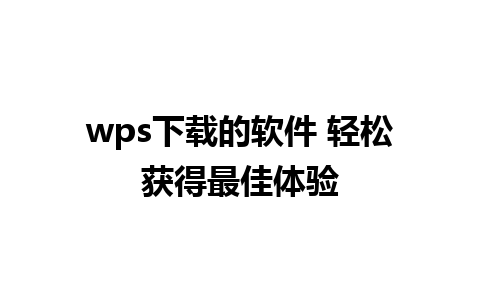 wps下载的软件 轻松获得最佳体验