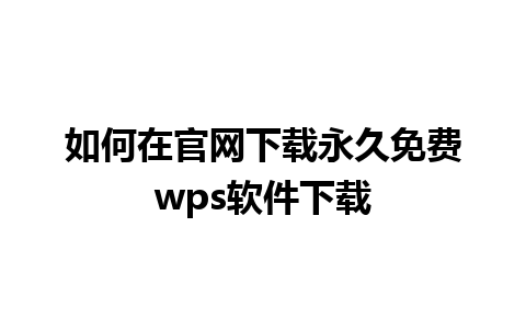 如何在官网下载永久免费wps软件下载