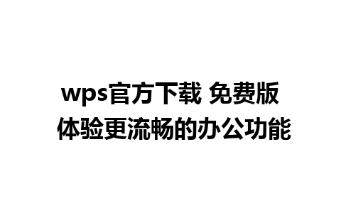 wps官方下载 免费版 体验更流畅的办公功能