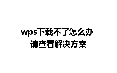 wps下载不了怎么办 请查看解决方案