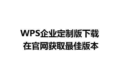 WPS企业定制版下载 在官网获取最佳版本