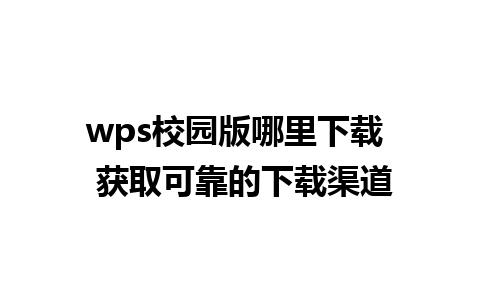 wps校园版哪里下载  获取可靠的下载渠道