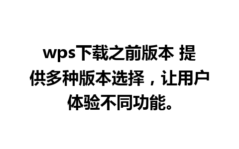 wps下载之前版本 提供多种版本选择，让用户体验不同功能。