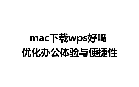 mac下载wps好吗 优化办公体验与便捷性