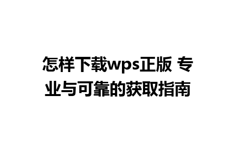 怎样下载wps正版 专业与可靠的获取指南