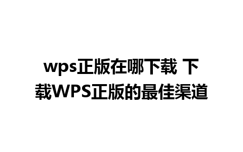 wps正版在哪下载 下载WPS正版的最佳渠道