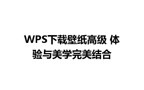 WPS下载壁纸高级 体验与美学完美结合