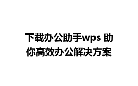 下载办公助手wps 助你高效办公解决方案