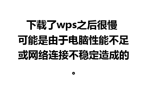 下载了wps之后很慢 可能是由于电脑性能不足或网络连接不稳定造成的。