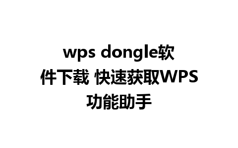 wps dongle软件下载 快速获取WPS功能助手