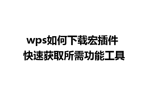 wps如何下载宏插件 快速获取所需功能工具